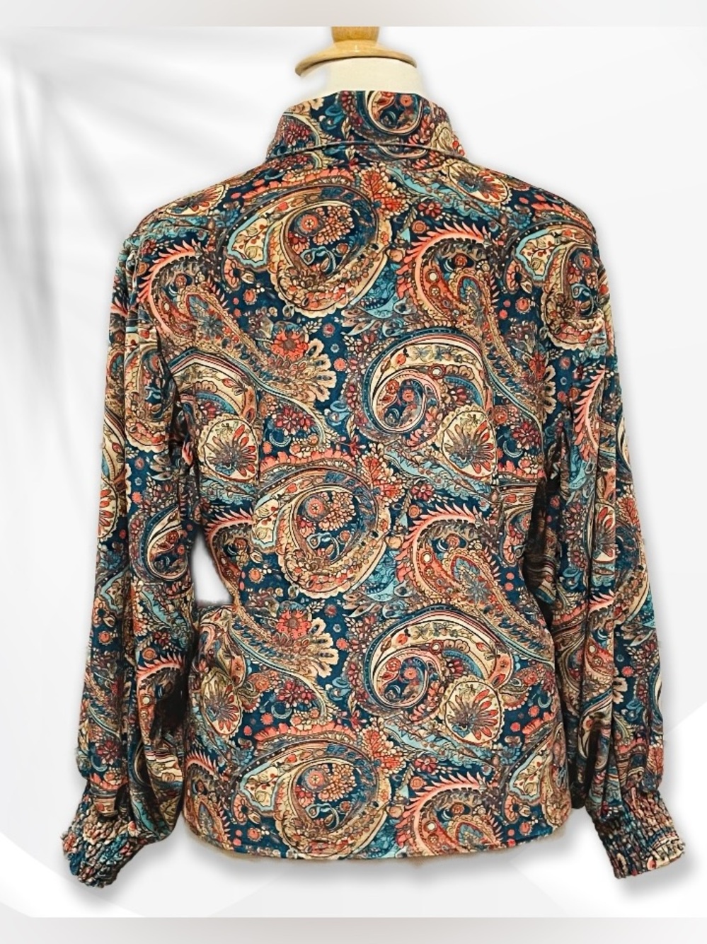 Paisley Print Velour Blouse XL - Picture 6 of 16